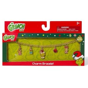 Sold Out Dr Seuss Christmas Gold Grinch Charm Bracelet 7” + 1” Extender       C3